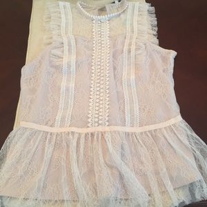 Q&A Baily Lace Overlay Blouse